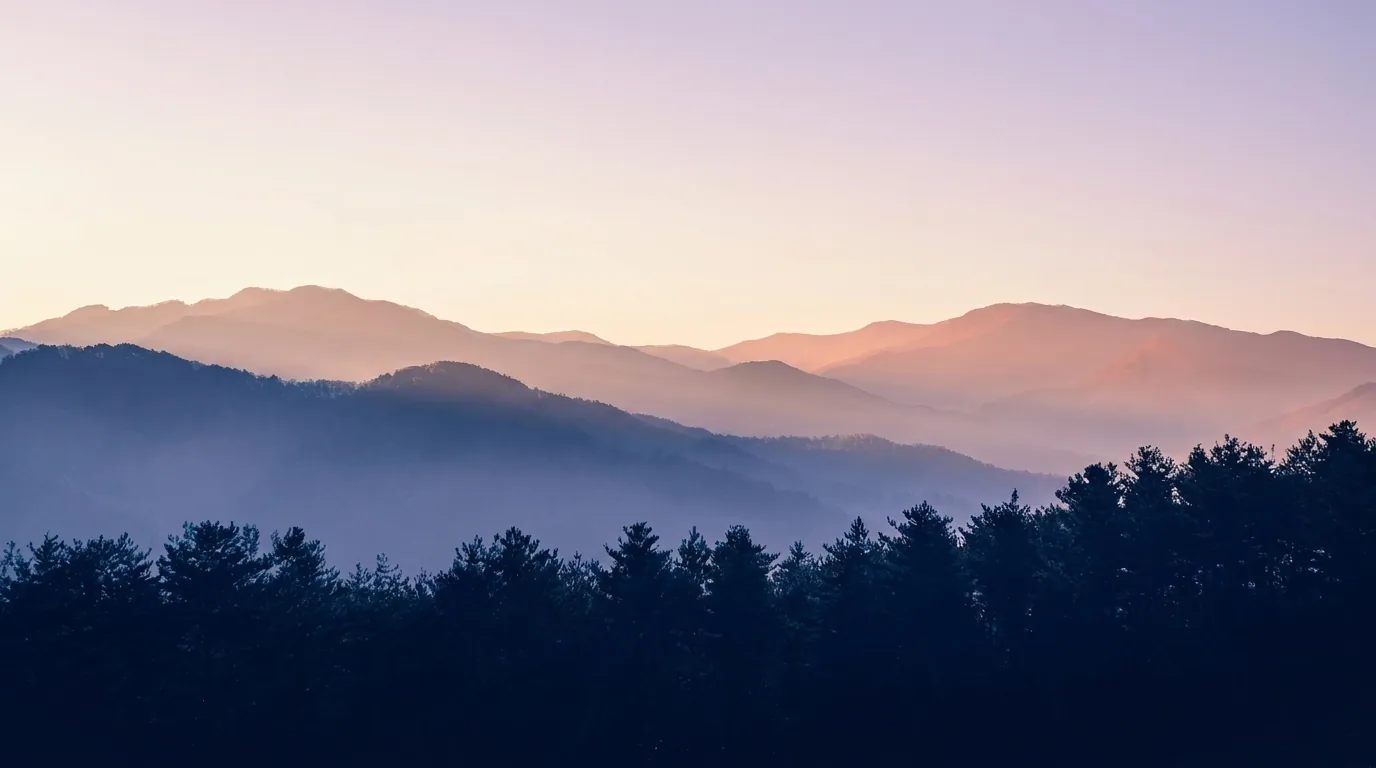 Korean mountain landscape at dawn
